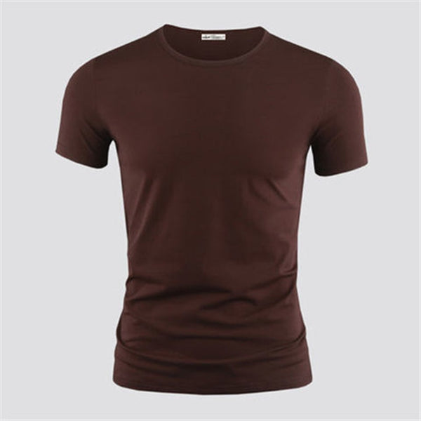 New Men T Shirt Pure Color V Collar Short Sleeved