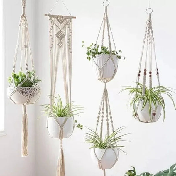 Hanging Basket Cotton Rope Hanger Flower Pot  Handmade Macrame