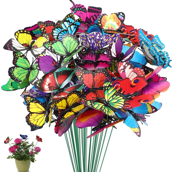 5-50Pcs Waterproof Colorful Butterflies Outdoor Decor Flower Pots Decor