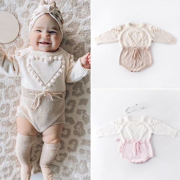 Lovely Heart Infant Baby Girl Ropa de punto 