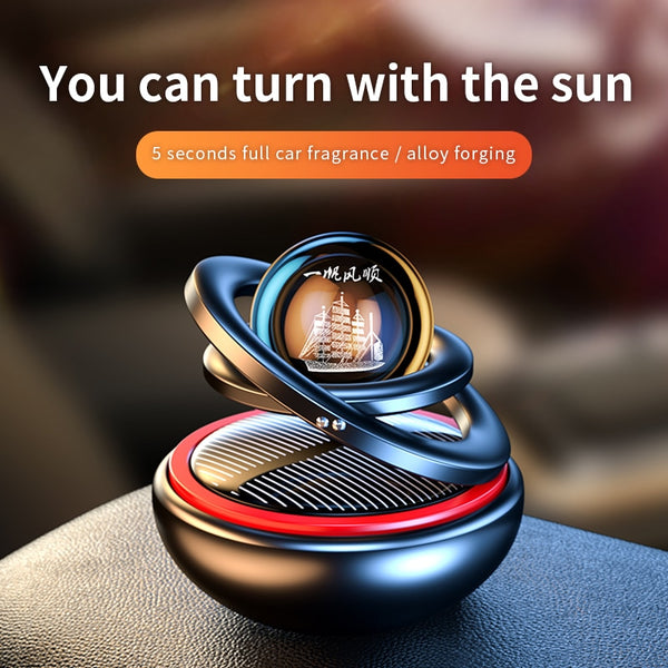 Solar Car Air Freshener Rotating Auto Flavoring Diffuser