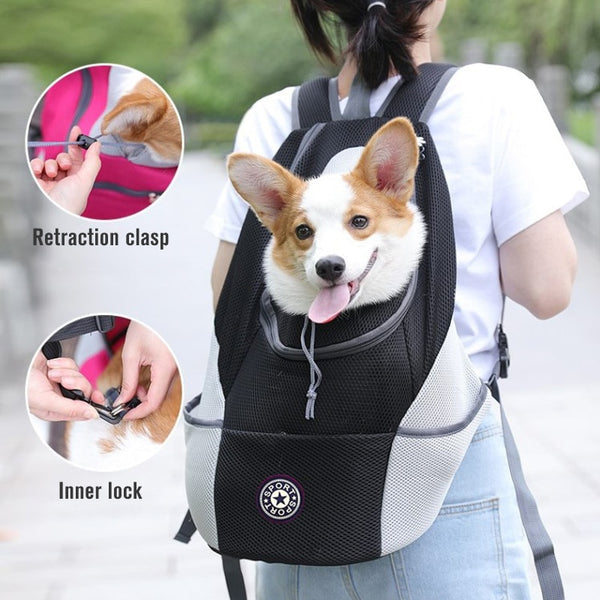 Pet Dog Carrier Bag  Backpack Out Double Shoulder