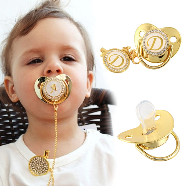 Name Initial Letter Baby Pacifier and Pacifier Clips